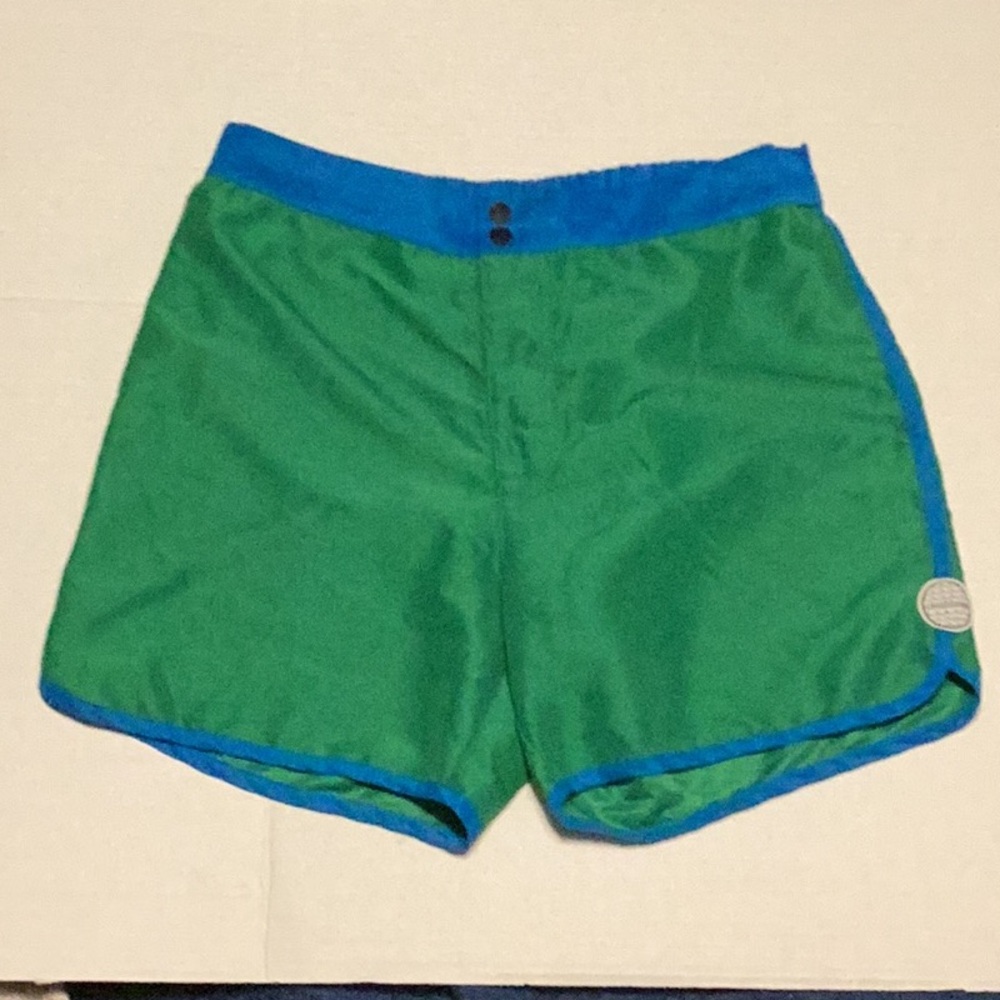 Chubbies Mens Board Shorts Green and Blue with Logo Size Large